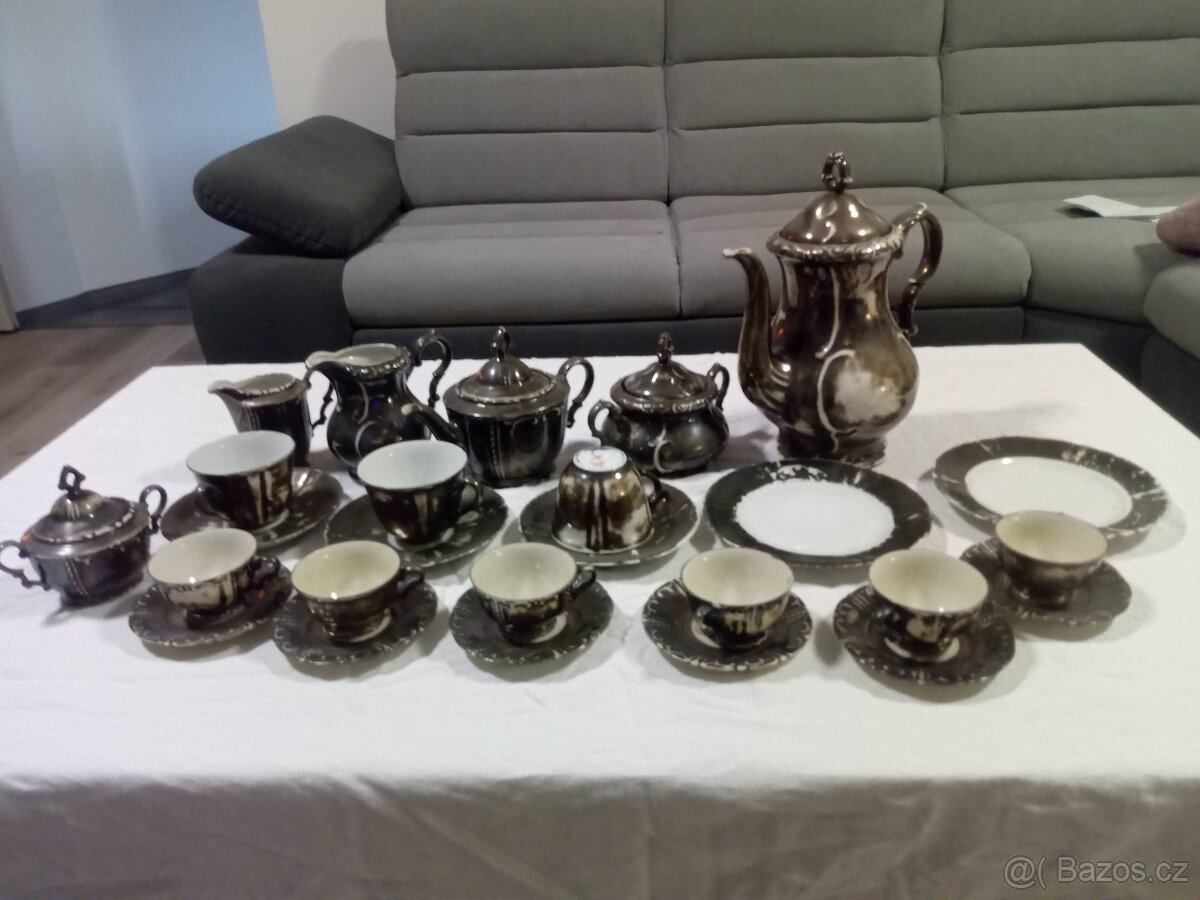 Postříbřený porcelánový servis rok cca. 1930 - 3