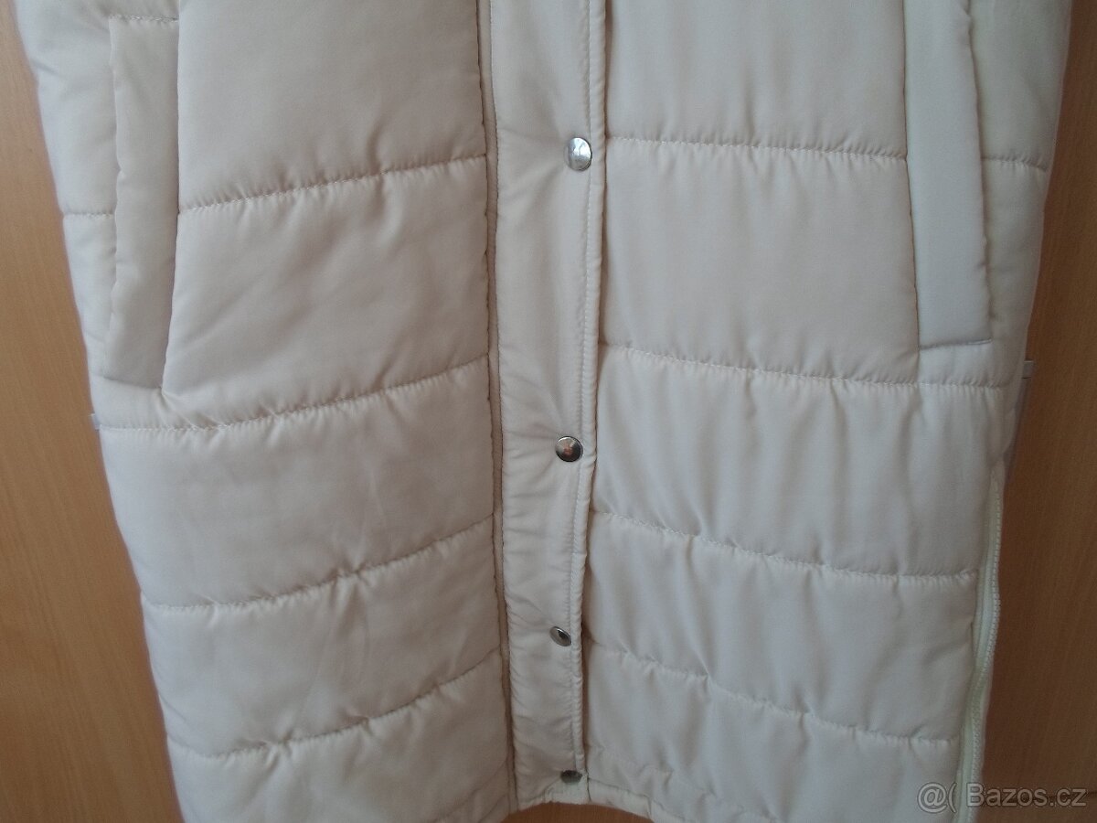 Béžová dlouhá zateplená vesta - S, M - 3