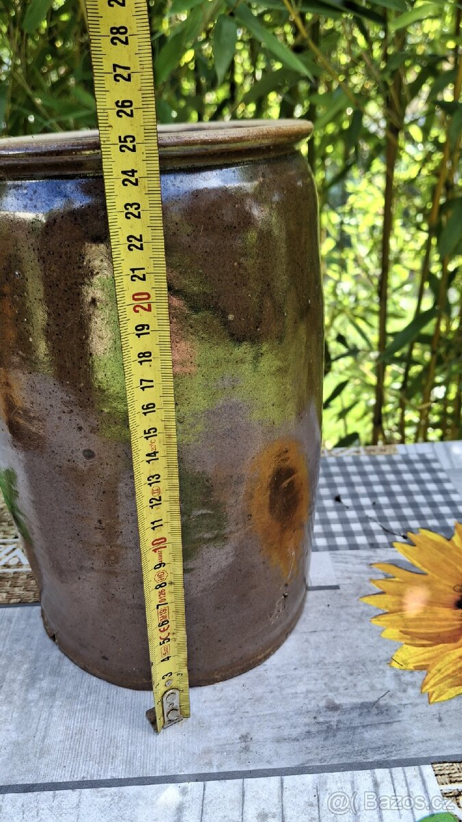 Stará keramická dóza – kamenáč výška 25 cm - 3