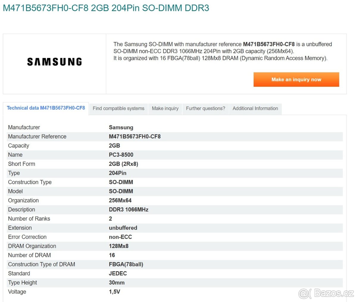 Paměťové moduly SO-DIMM 2GB DDR3 různé typy, více kusů - 3