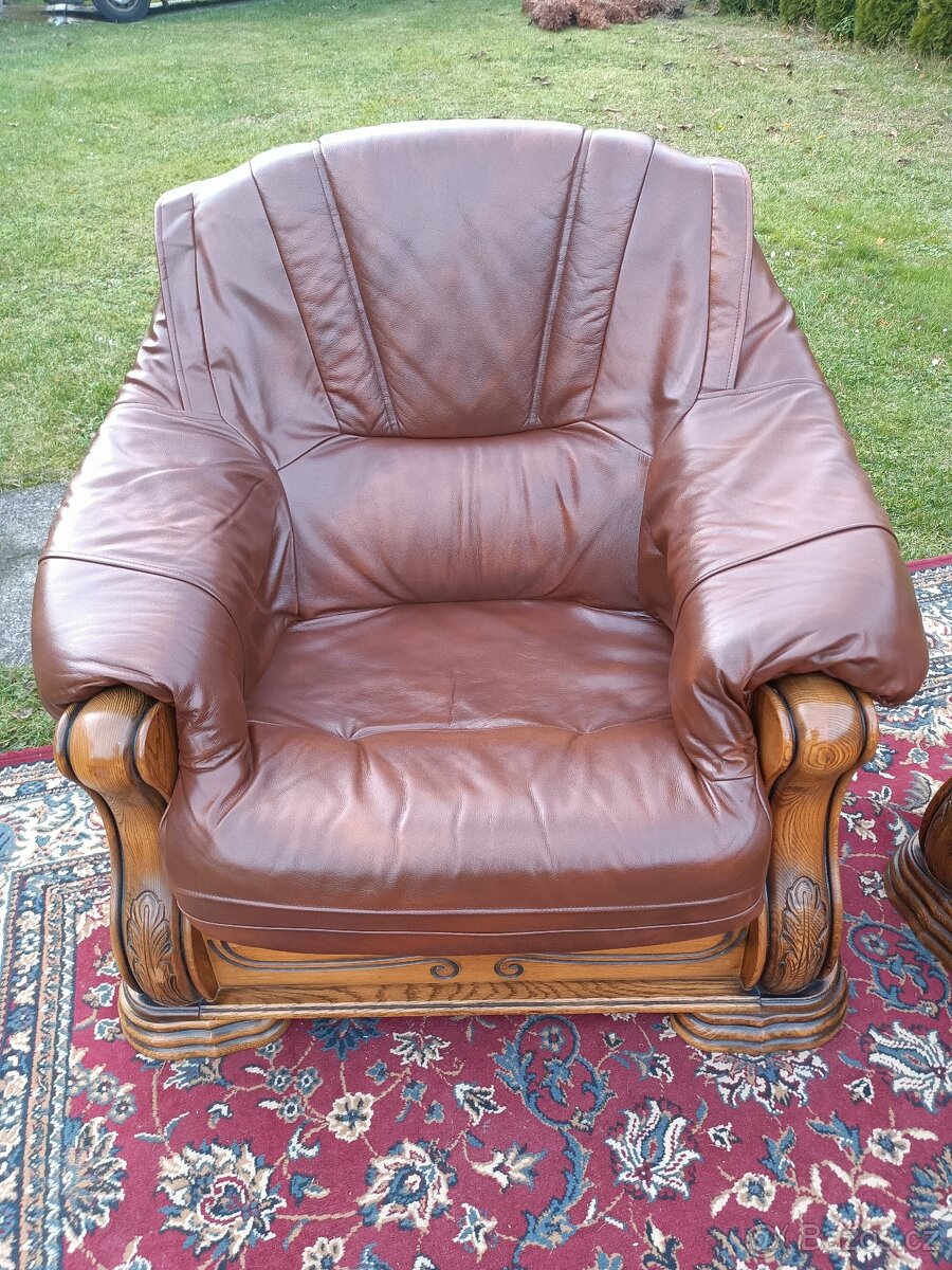 Rustikální kožená sedací souprava 3 - 1 - 1 . - 3