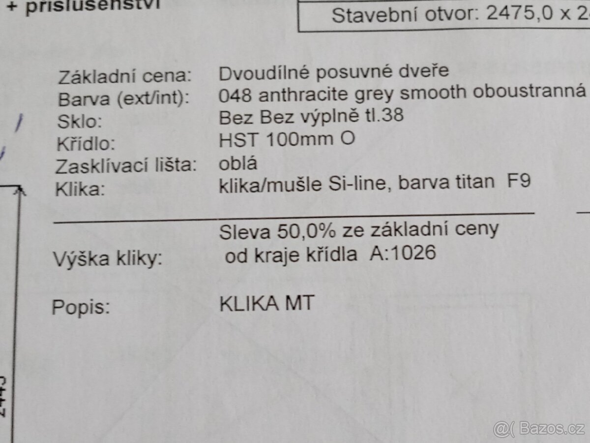 Dvoudílné posuvné dveře pozice 141 - 3