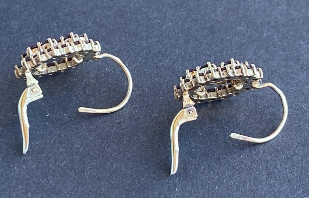 krásné stříbrné náušnice s granáty . - 3