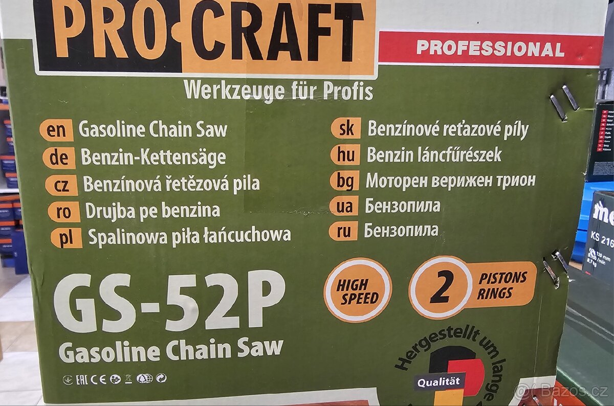 Benzínová řetězová pila GS-52P s dvěma lištami 406 a 457 mm - 3