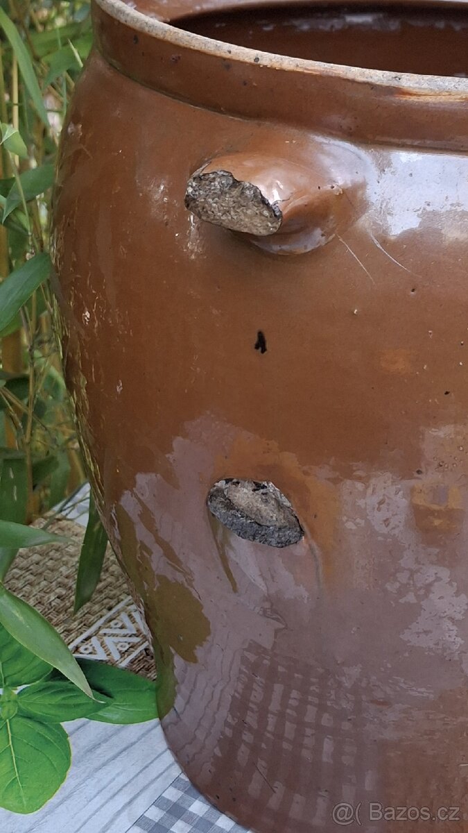 Stará keramická dóza ,Kamenáč, výška 33 cm - 3