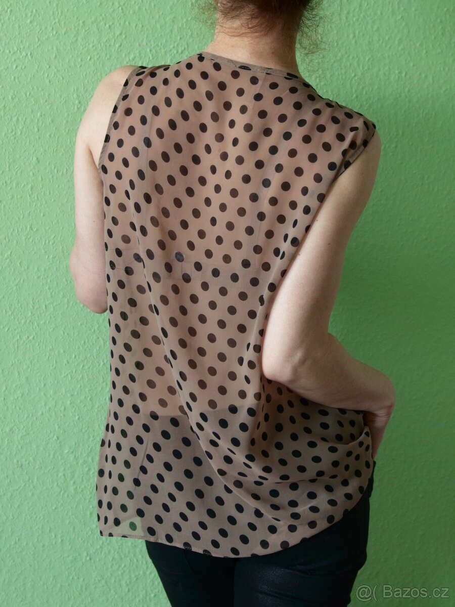 Puntíkatá retro halenka bez rukávů Sweewe M-L - 3