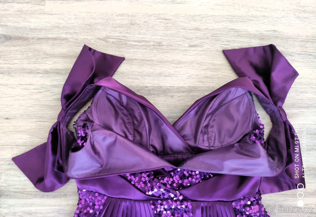 DÁMSKÉ ŠATY SPOLEČENSKÉ FIALOVÉ VELIKOST L - 3