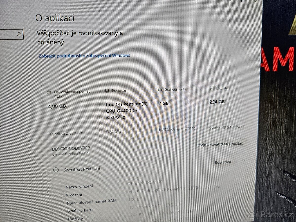 Herní pc intel g4400 ram ddr4 grafika gt730 2gb lcd 22" GTA - 3