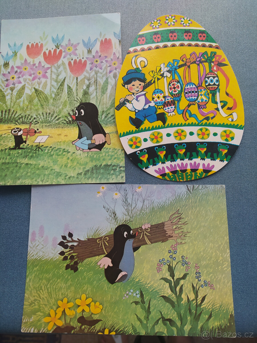 Pohledy s dětskou tématikou a 3D pohled růž. medvídka - 3