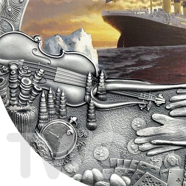 Mince Titanic 2 oz Antique finish Silver Coin, 2020 - 3