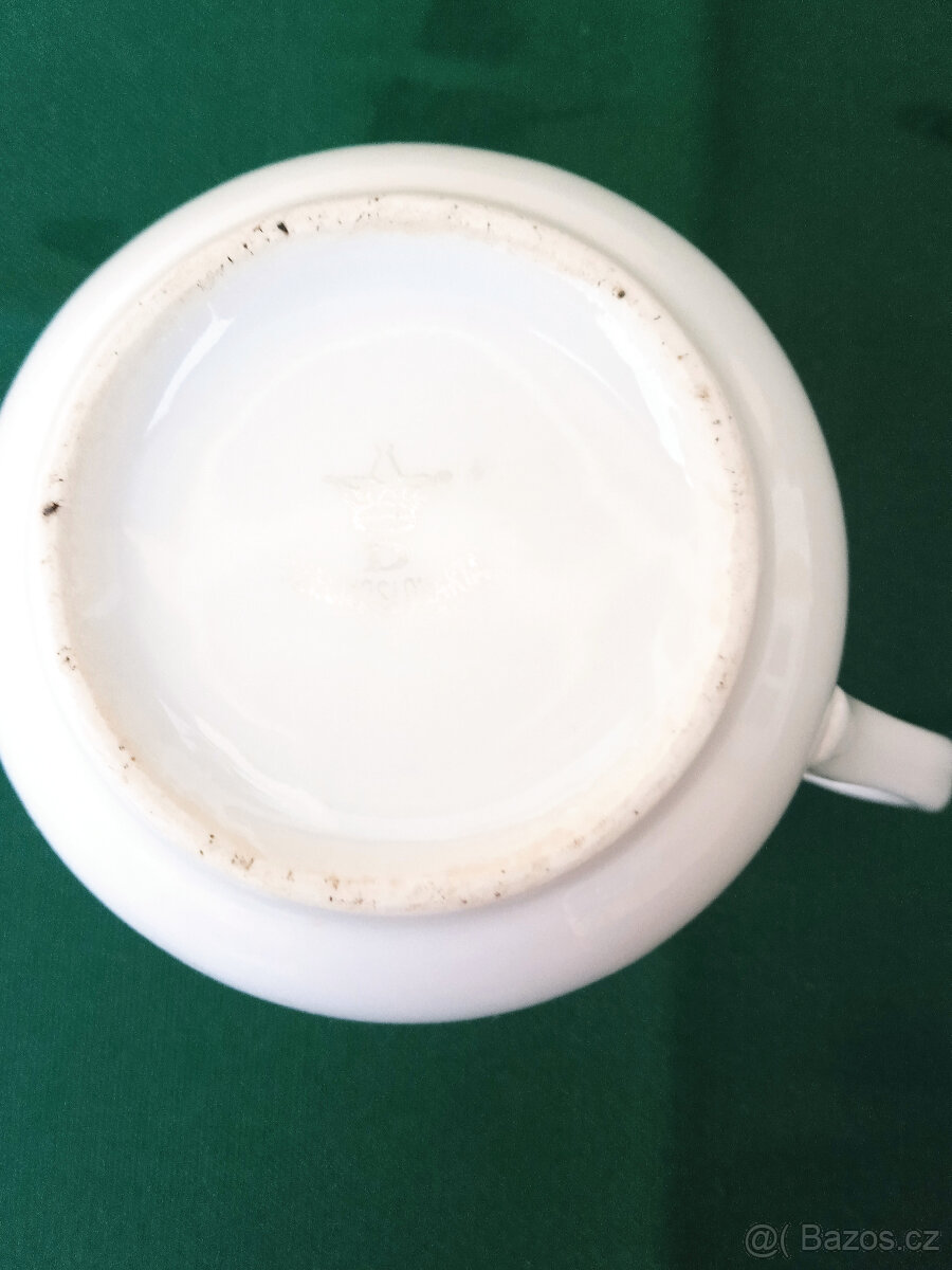 Retro porcelánový hrnek zlaté proužky - 3