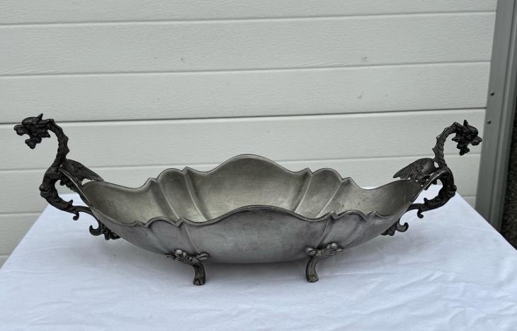 STARÁ ŽARDINIÉRA MÍSA NA OVOCE NA STŘED STOLU DRAČI úchyty - 3