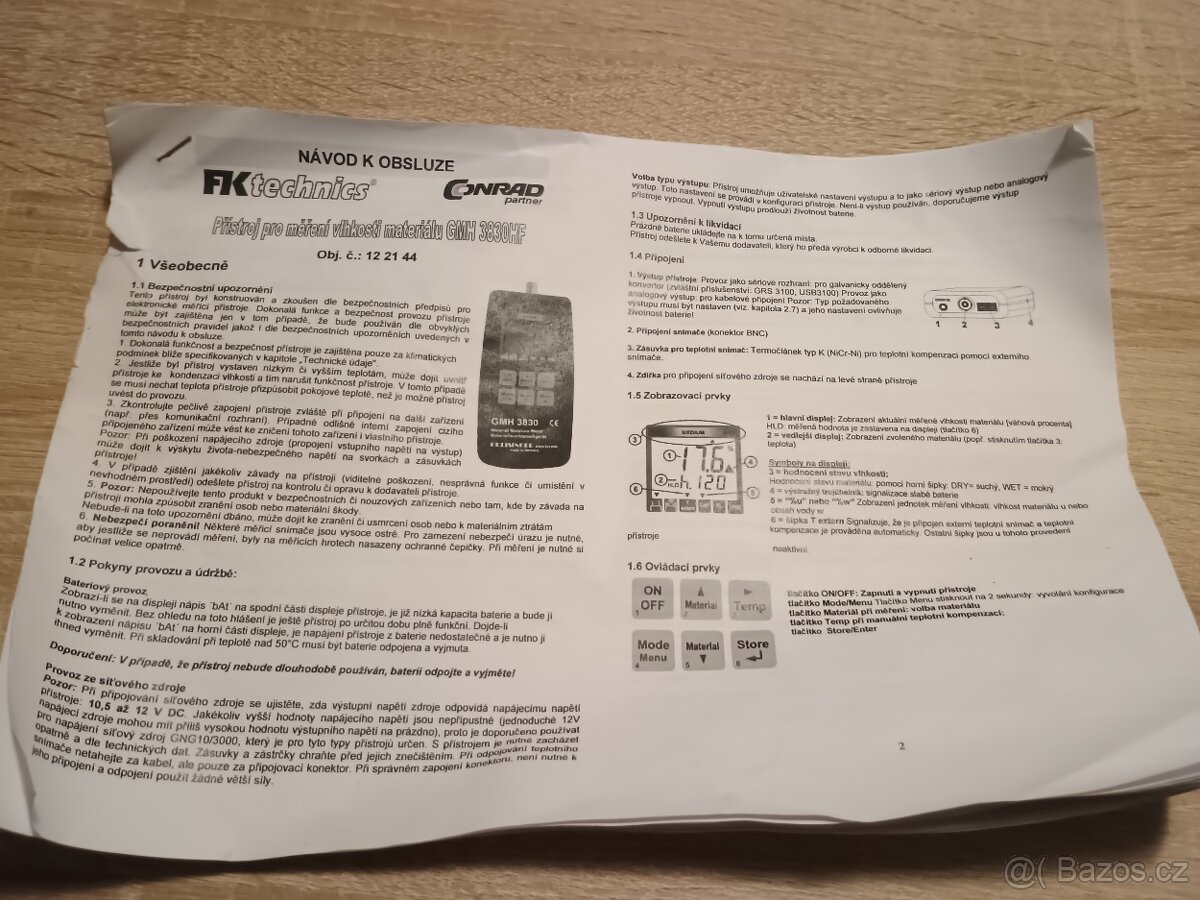 Odporový měřicí přístroj vlhkosti materiálů a teploty - 3