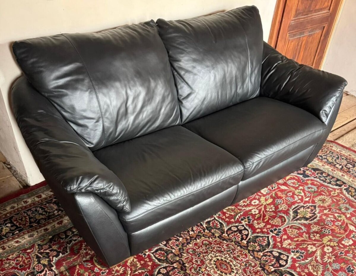 Černá kožená sedačka,5843 - 3