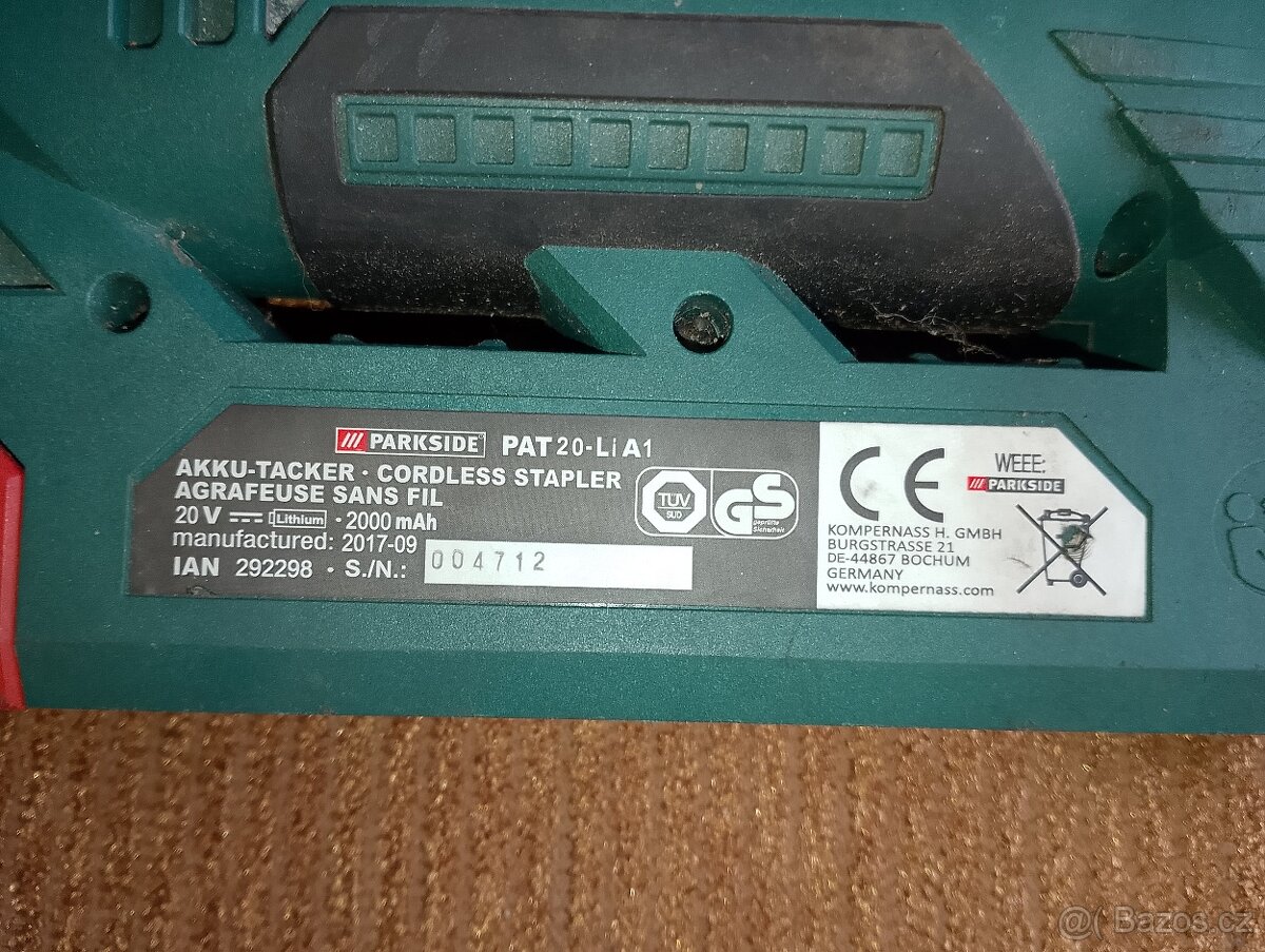 Aku sponkovačka, hřebíkovačka Parkside 20V - 3