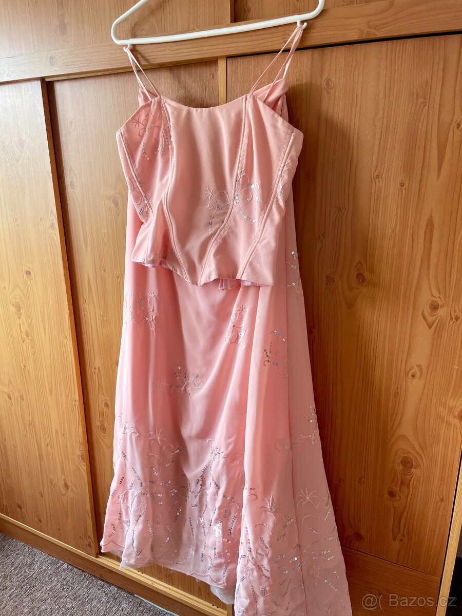 Plesové šaty lososové vel. 38 - 3