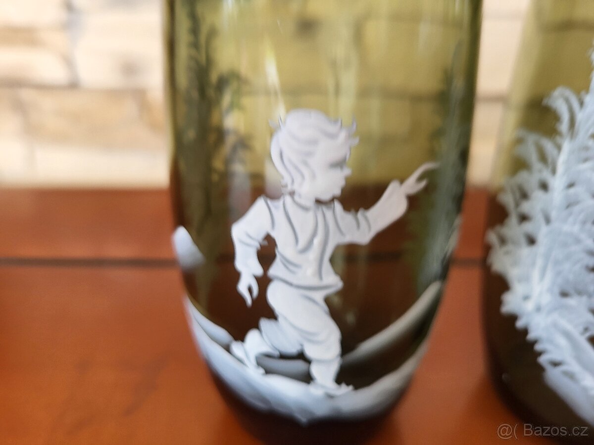 2 STAROŽITNÉ SBĚRATELSKÉ SKLENICE- LEDOVÉ DĚTI- NÁDHERNÉ - 3