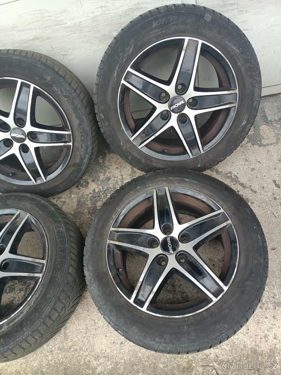 ❄️zimná 4ks alu disky orig. Ronal 5x112 r16 pneu 205/55 r16 - 3