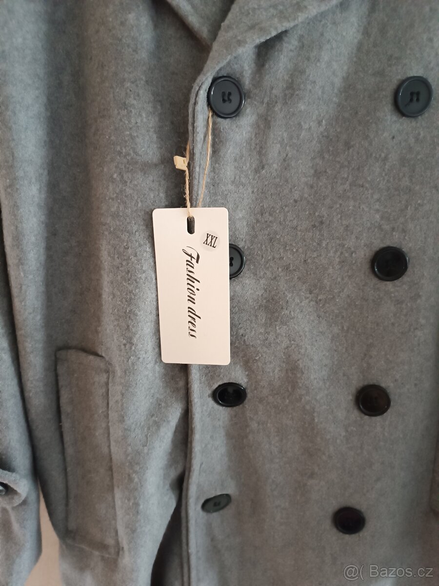 Šedý pánský elegantní kabát XXL - 3