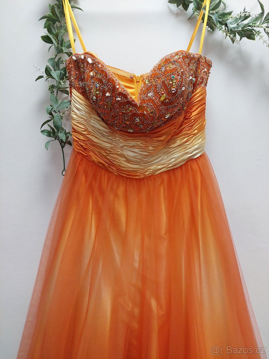 Oranžové dlouhé šaty - 3