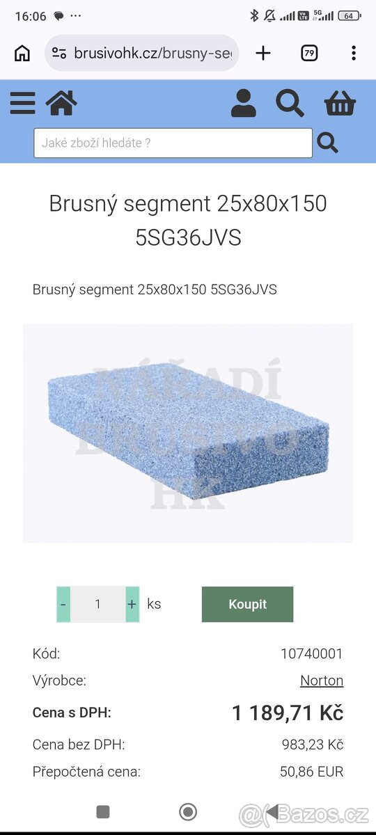 Keramické brusné segmenty 31SA 5SG36JVS Norton - - 3