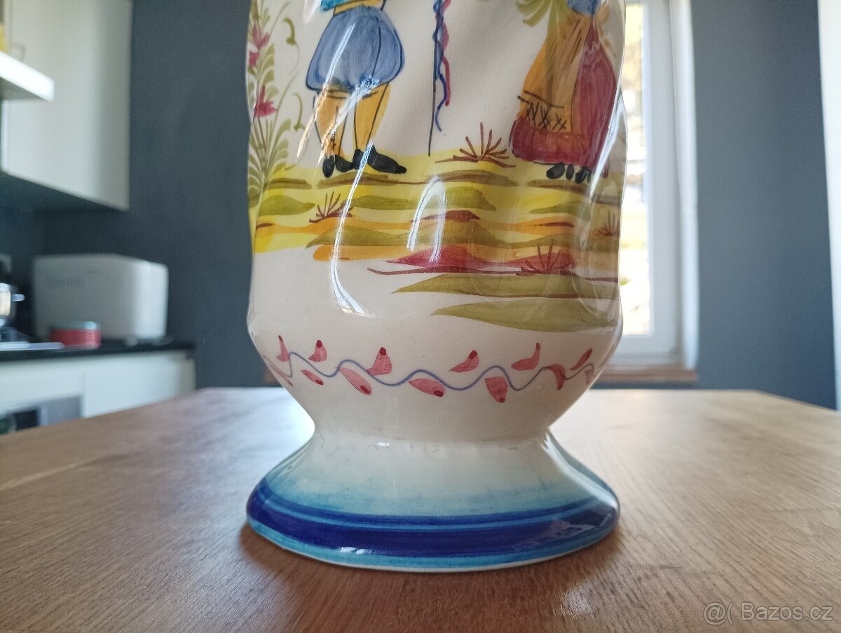 BRETAŇSKÁ FAJÁNS VÁZA QUIMPER RUČNĚ MALOVANÁ - 3