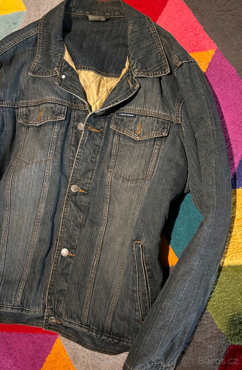 CAMARGUE PÁNSKÁ ZATEPLENÁ JEANS-DŽÍSKA-BUNDA XL(XL-XXL)💪🏽 - 3
