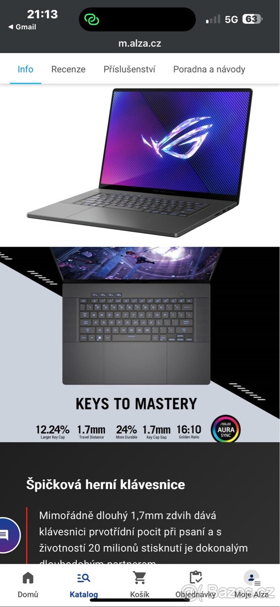 ASUS ROG Zephyrus G16 kovový - herní notebook, počítač, PC - 3