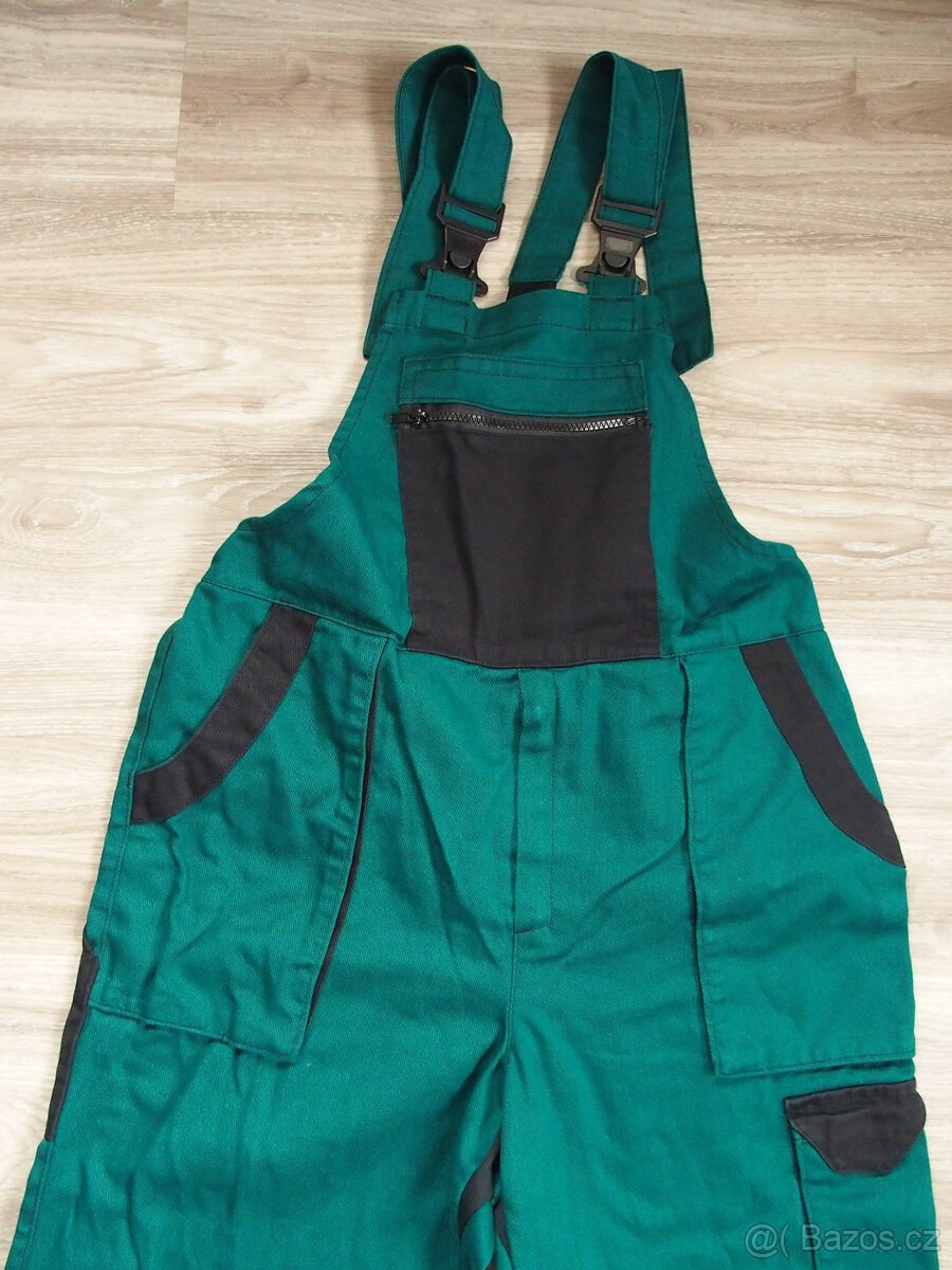 Pracovní kalhoty s laclem King zeleno-černé vel.52 - 3