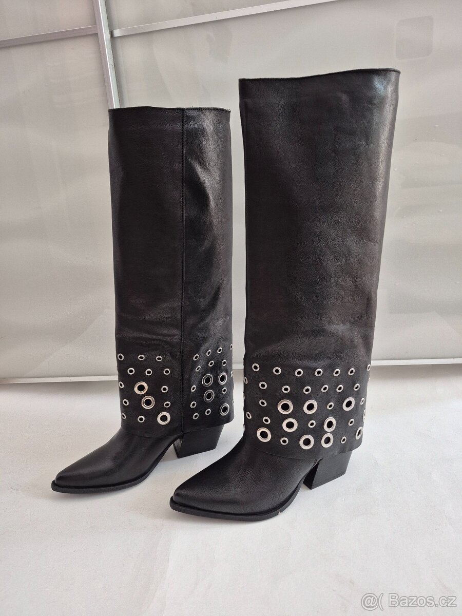 Nové dámské kožené vysoké kozačky, velikost 38 a vel 39 - 3