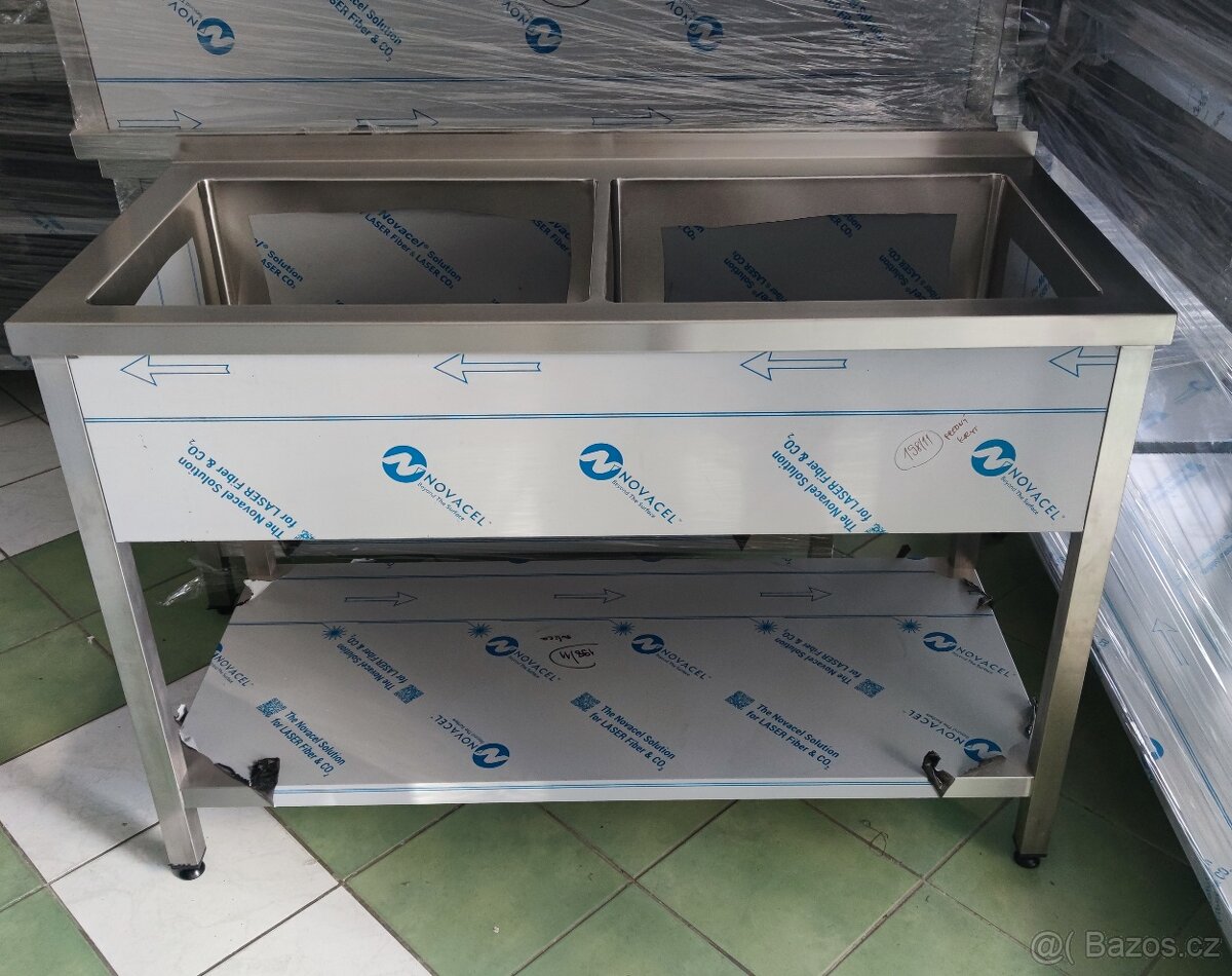 Gastro dvojdřez, nerezový dvojitý dřez, stůl, antikorozní - 3