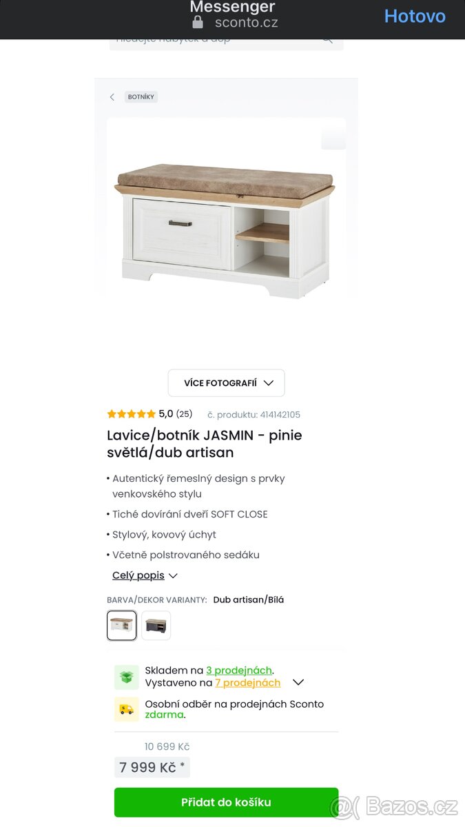 Set předsíňového nábytku JASMIN – lavice/botník + věšákový p - 3