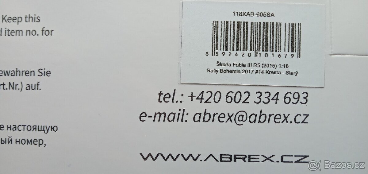 ABREX 1:18 RALLY BOHEMIA 2017 LIMITKA 100 KS - 3