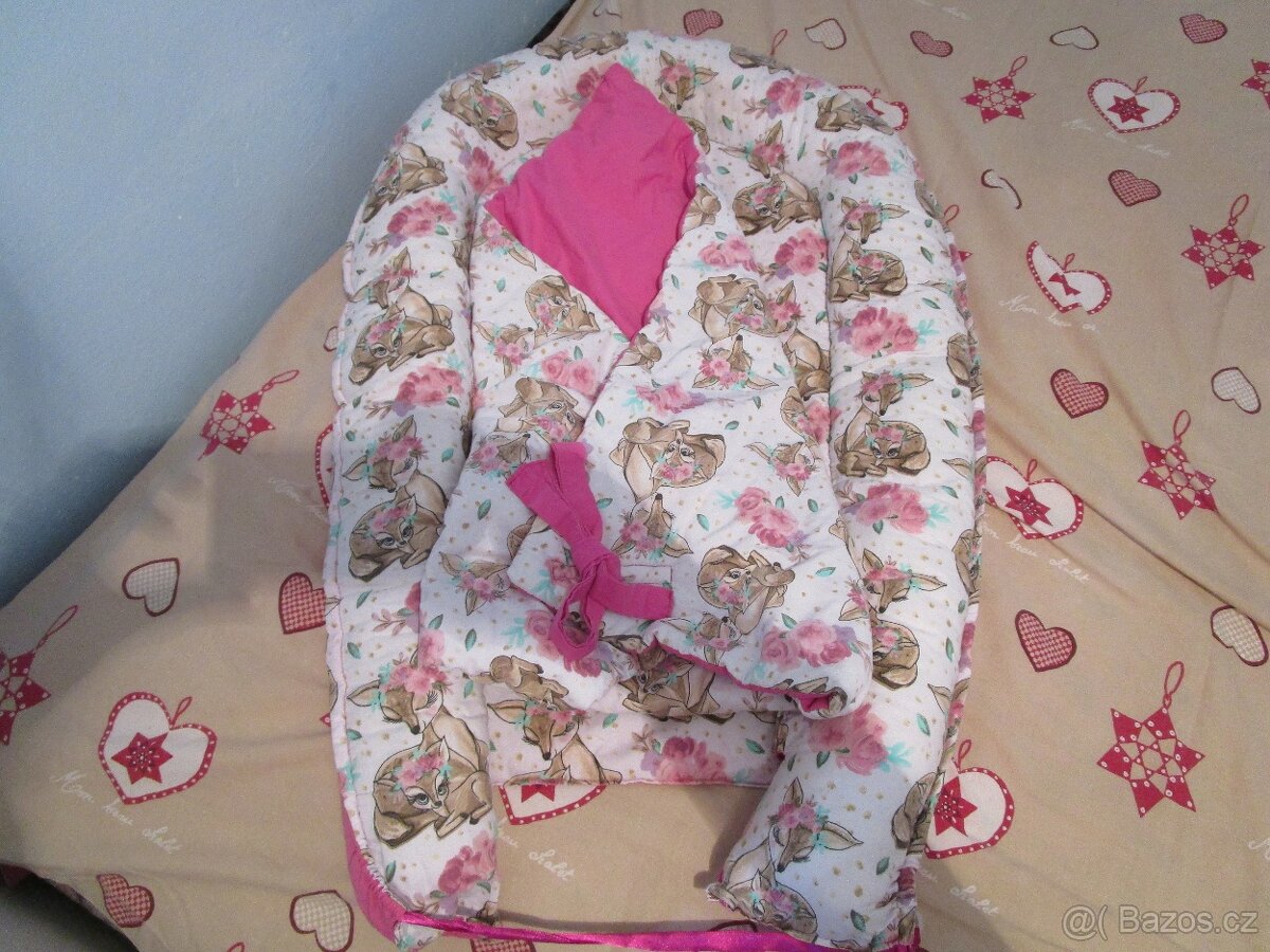 Pěkné bavl. hnízdečko pro miminko + stejná zavinovačka - 3