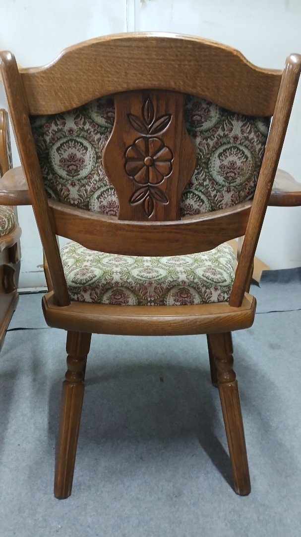 Masivní rustikální rohová lavice+2židle+rozkládací stůl - 3