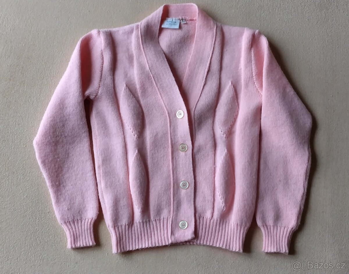 Dětský dívčí svetřík růžovooranžový retro vintage - 3