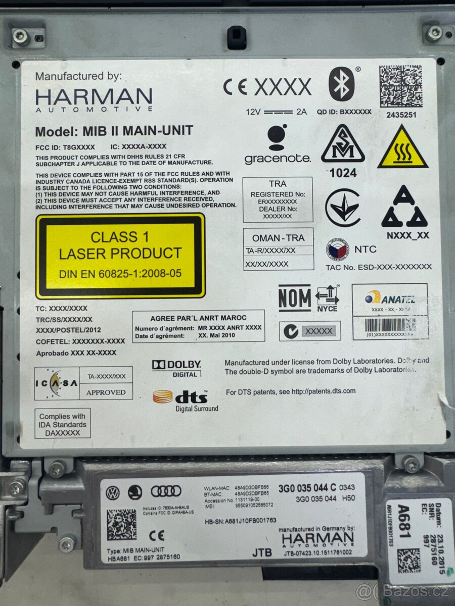 Jednotka MIB2 High 3G0035044C a 3G0035043C pro VW - 3