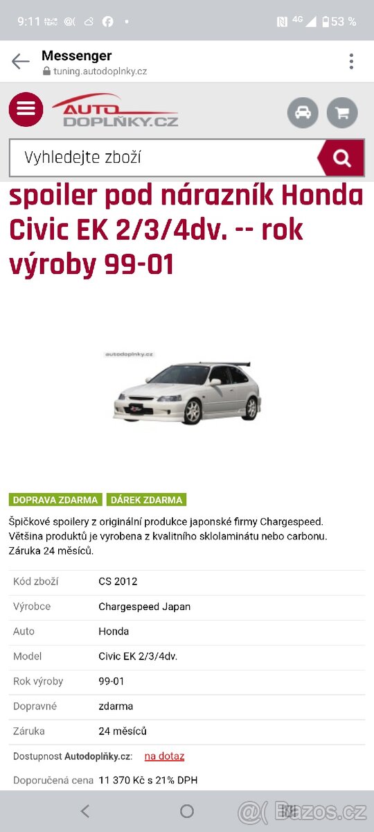 Podnárazník/lip civic - 3