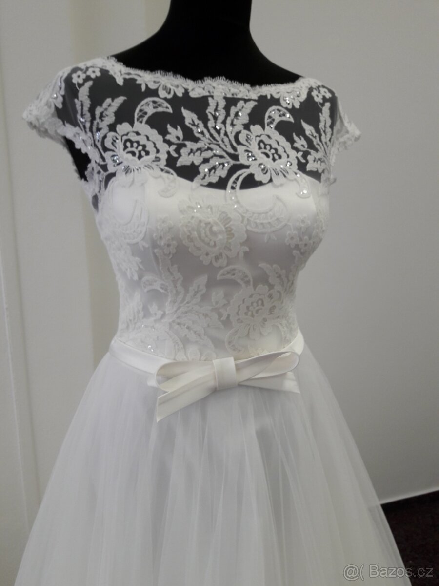Luxusní nenošené svatební šaty, Idell 36 EU (S) - 3