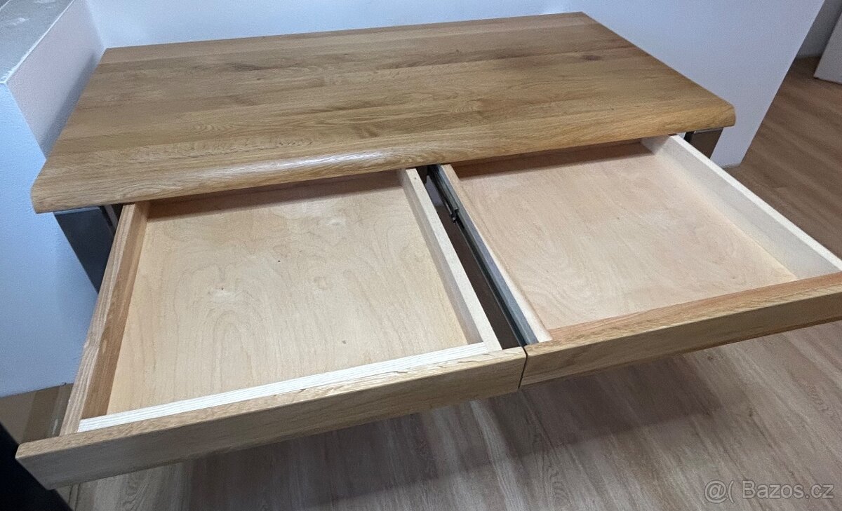 Psací stůl s nerezovou podnoží a masivní dubovou deskou - 3