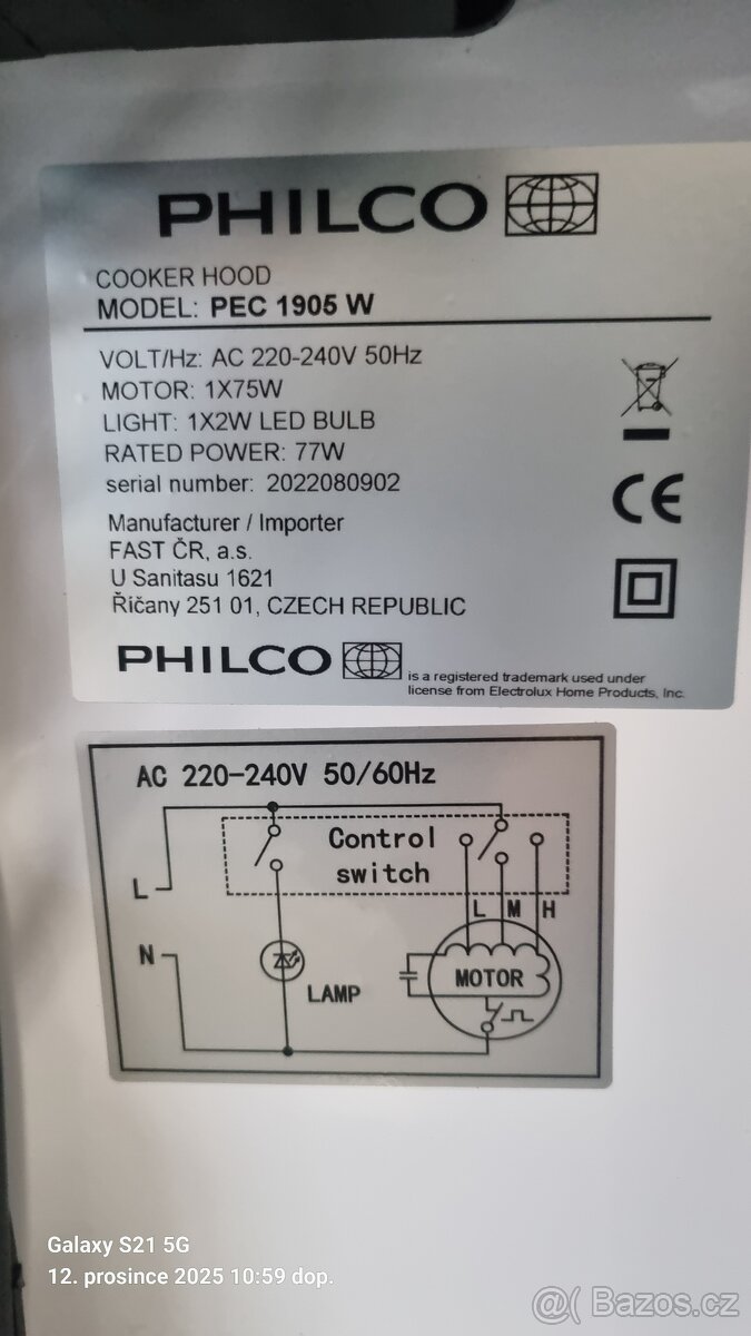 Odsavač par PEC 1905 W Philco - 3