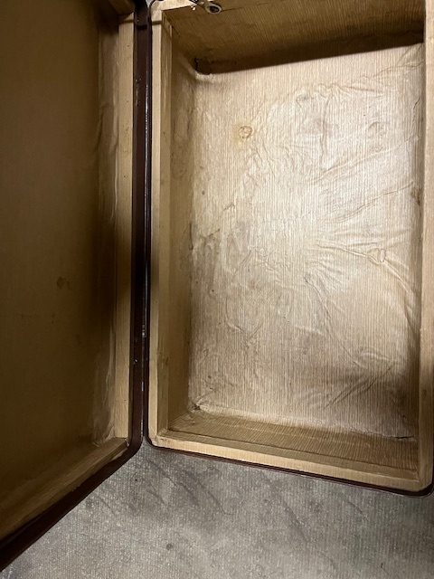 Retro kufr šedivý+ dřevo - 3