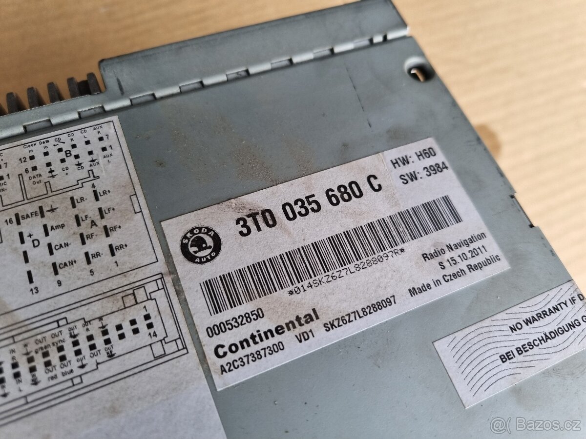 Autorádio Škoda Columbus RNS510 3T0035680C-navigace - 3