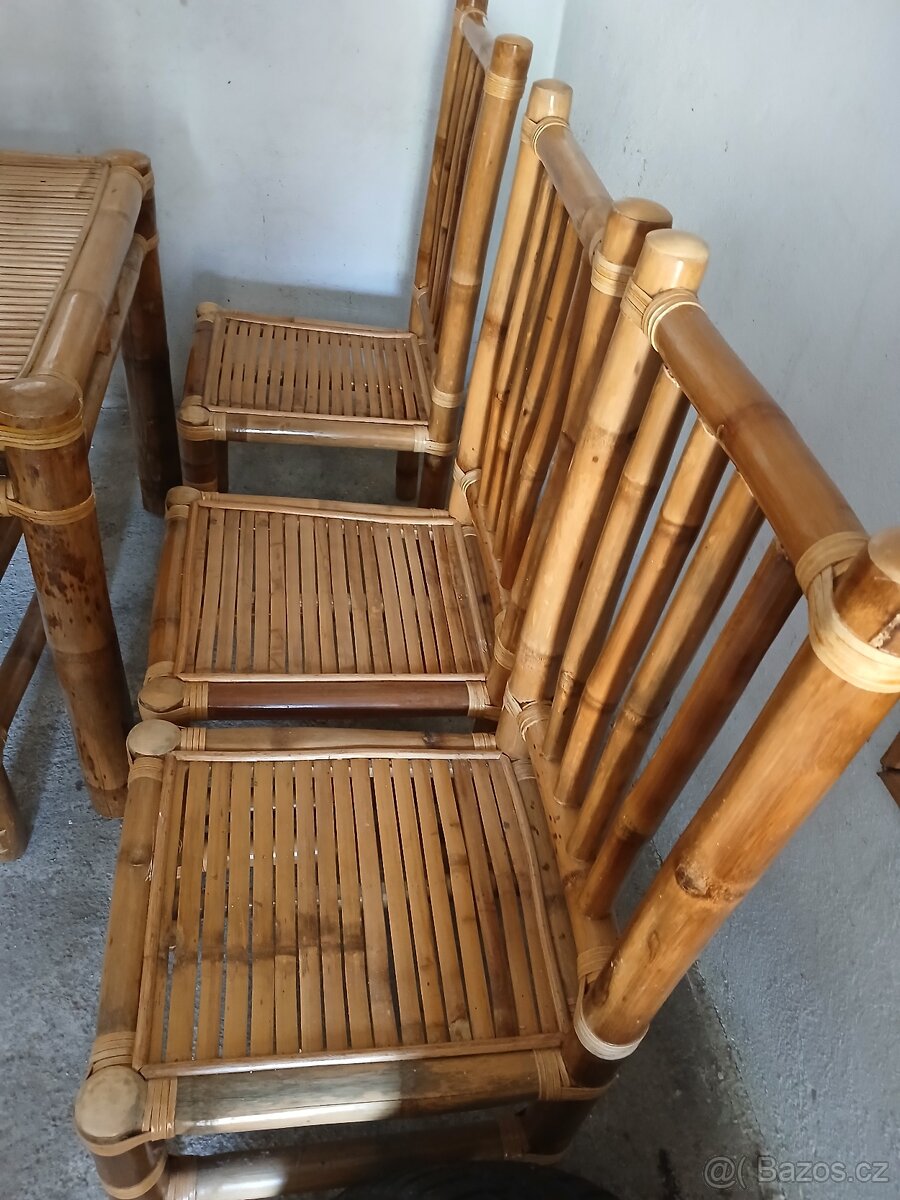 Bambusový stůl a 4 židle - 3