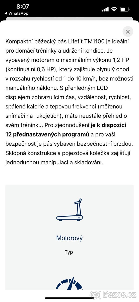 Běžecký pás LIFEFIT TM1100 - 3