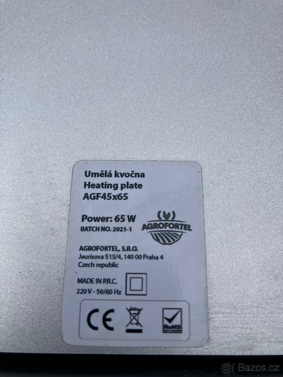 UMĚLÁ KVOČNA AGROFORTEL - VÝHŘEVNÁ DESKA 45X65 CM, 65 W. - 3