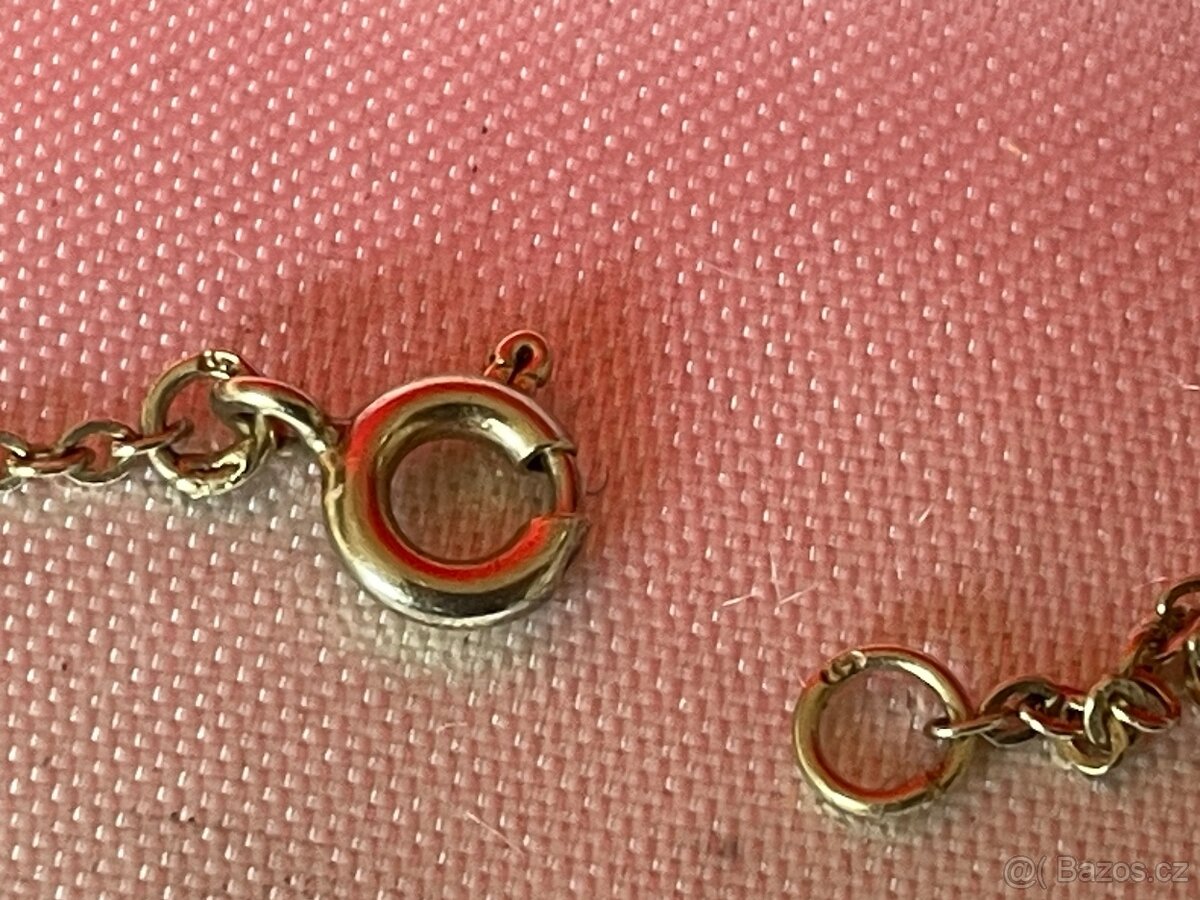 náhrdelník Český granát -pozlatene - 3