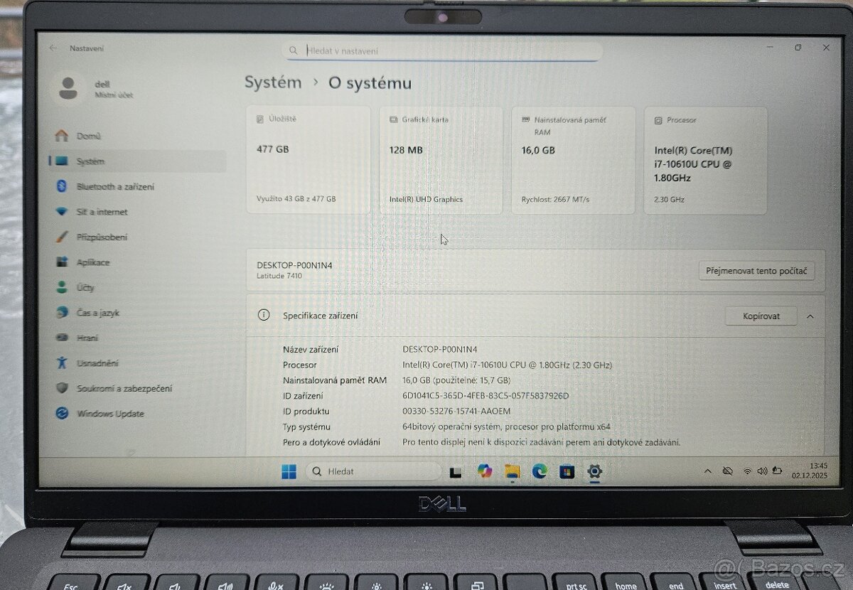 Notebook Dell Latitude 7410 i7-10610U/16 /512 SSD NVMe /14“ - 3