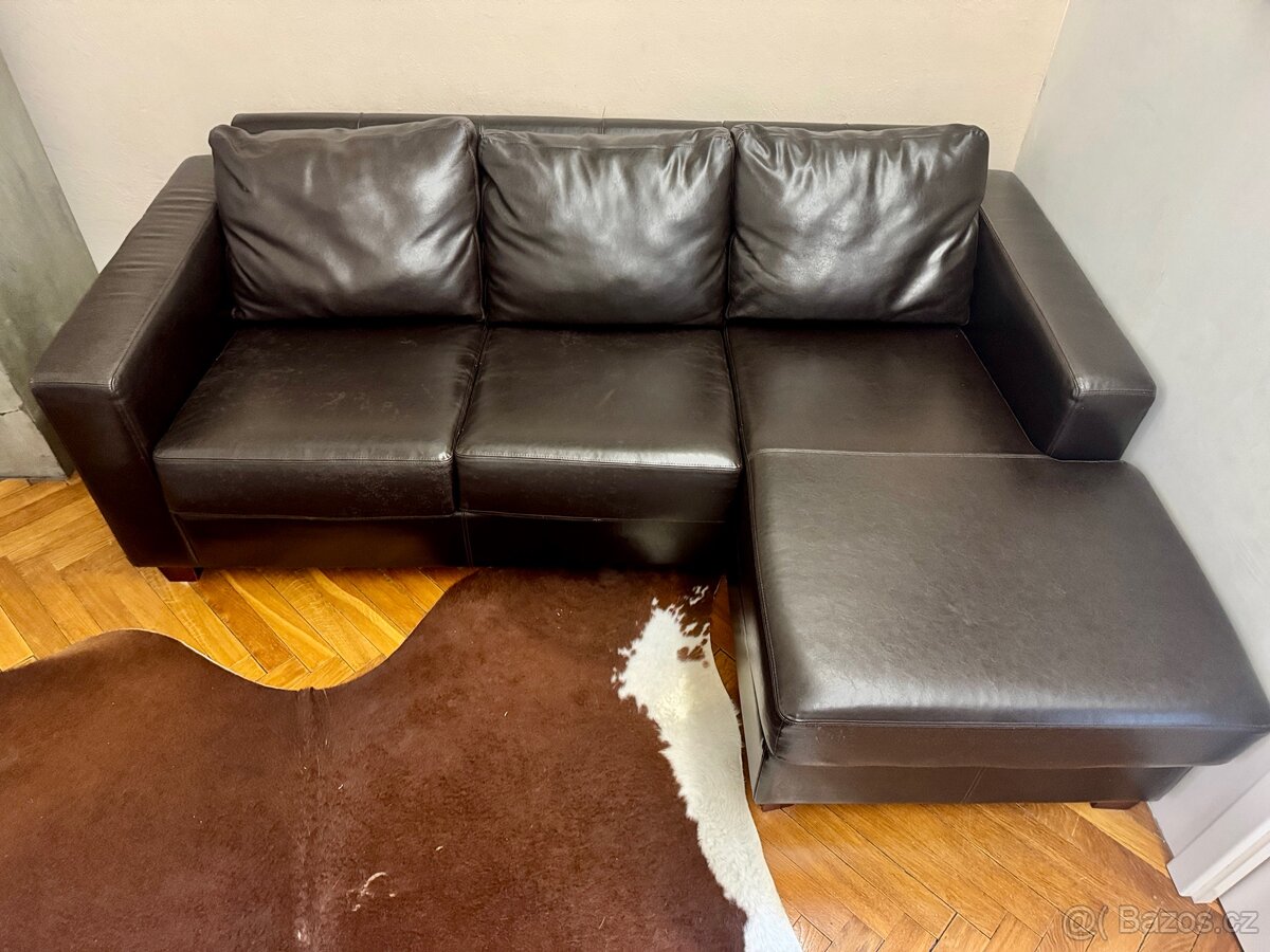 Kožená sedací souprava hnědá - 3