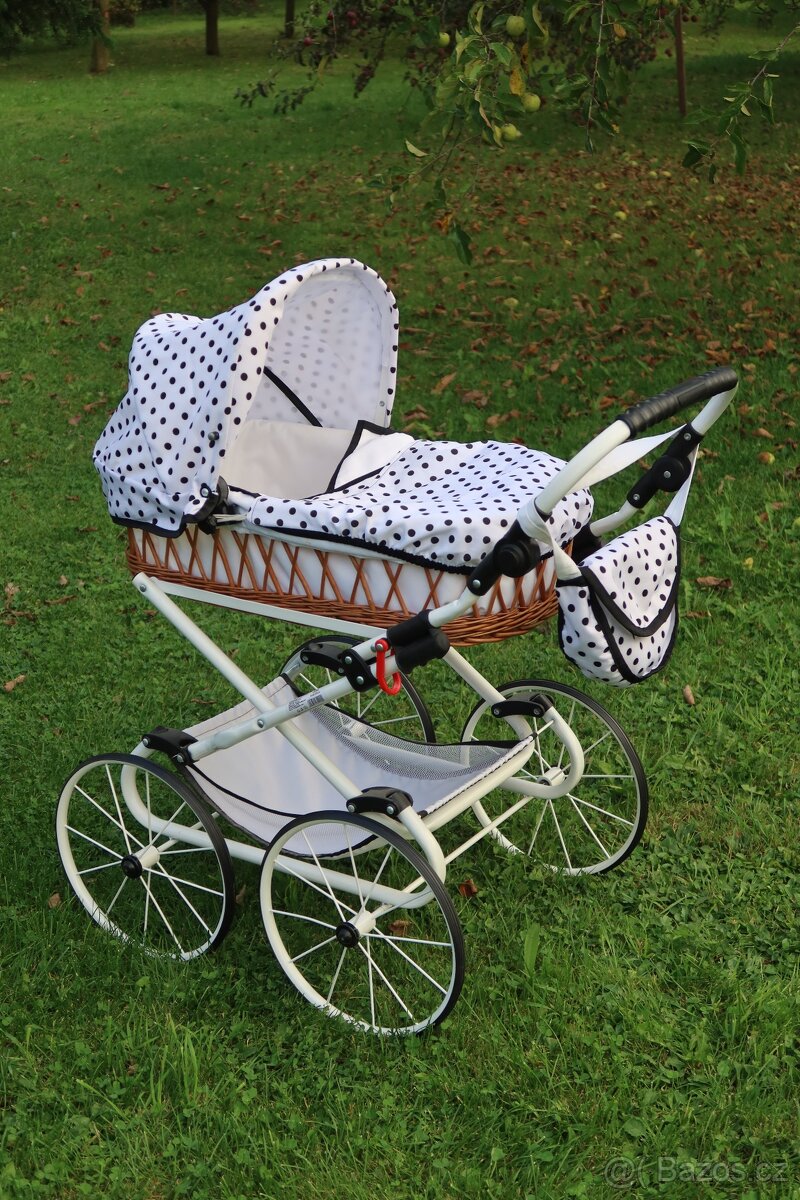 kočárek pro panenky Teddies Monika retro proutěný - 3